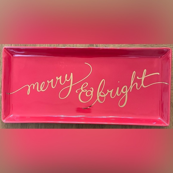 NWT “merry & bright” porcelain serving dish rectangular 15”x7” - Picture 1 of 6